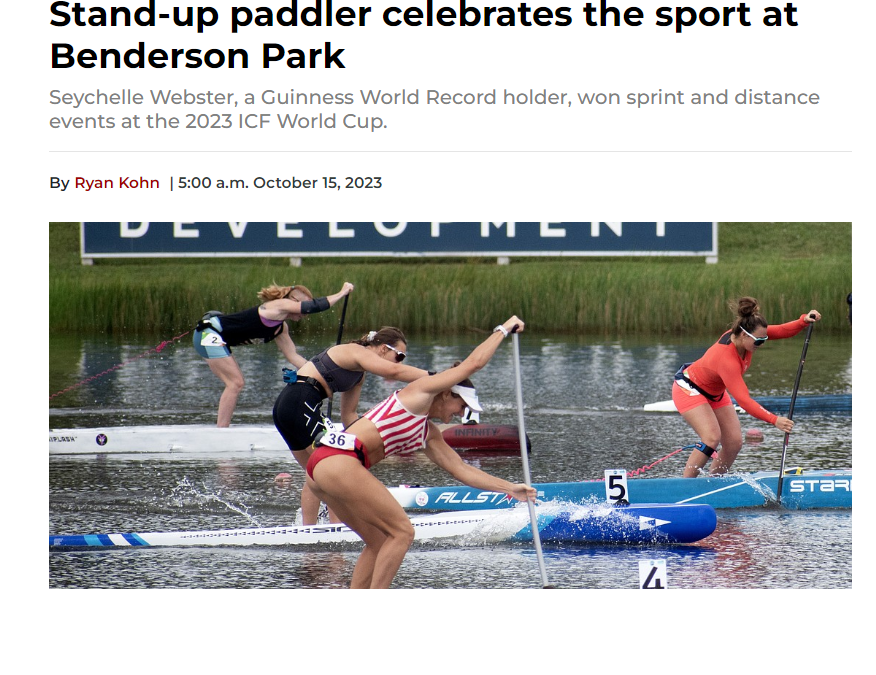 Stand-up paddler celebrates the sport at Benderson Park